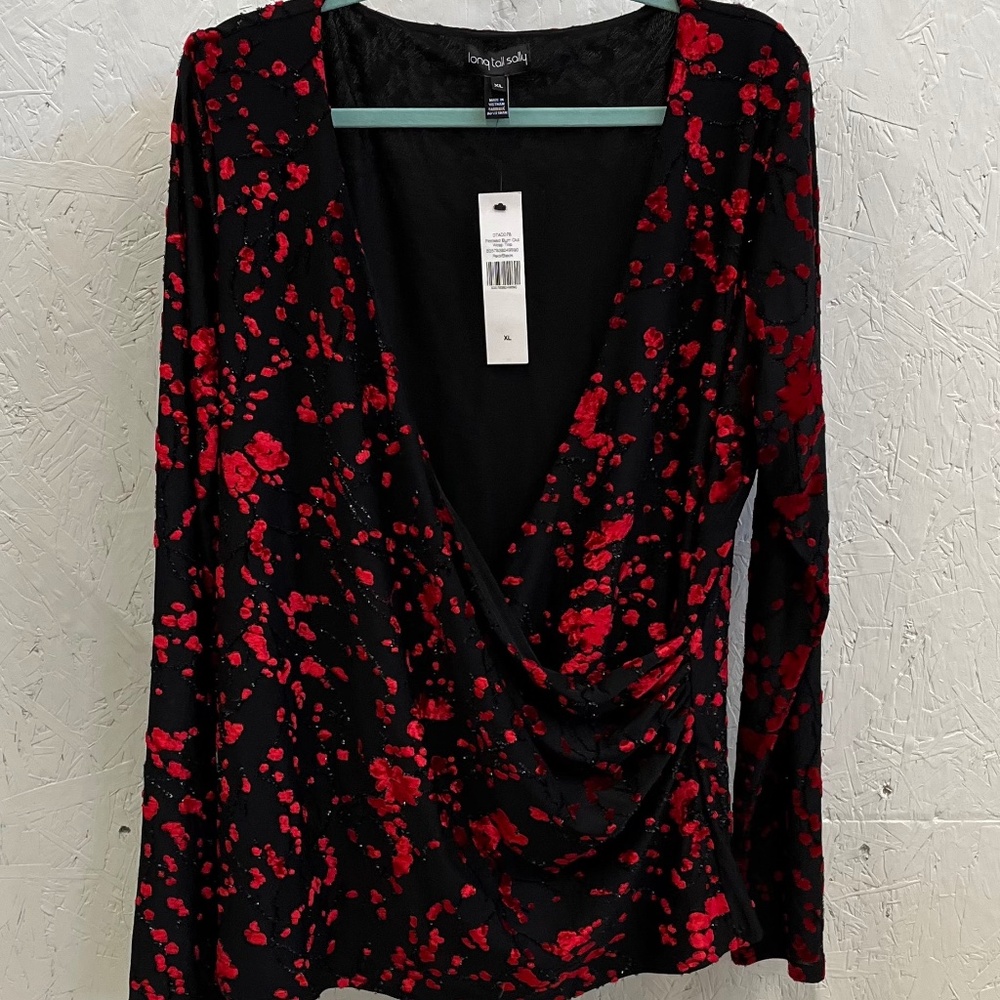 Long Tall Sally flocked Burn out top size XL